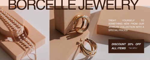 Brown Beige Minimalist Jewelry Product Promotion Landscape Banner