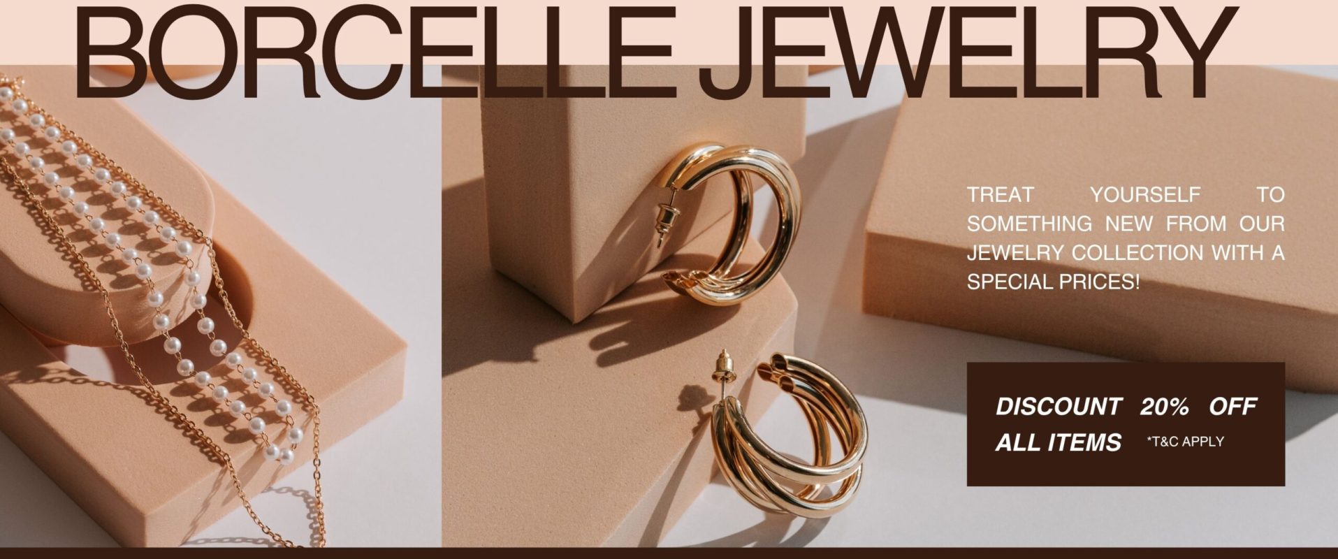 Brown Beige Minimalist Jewelry Product Promotion Landscape Banner